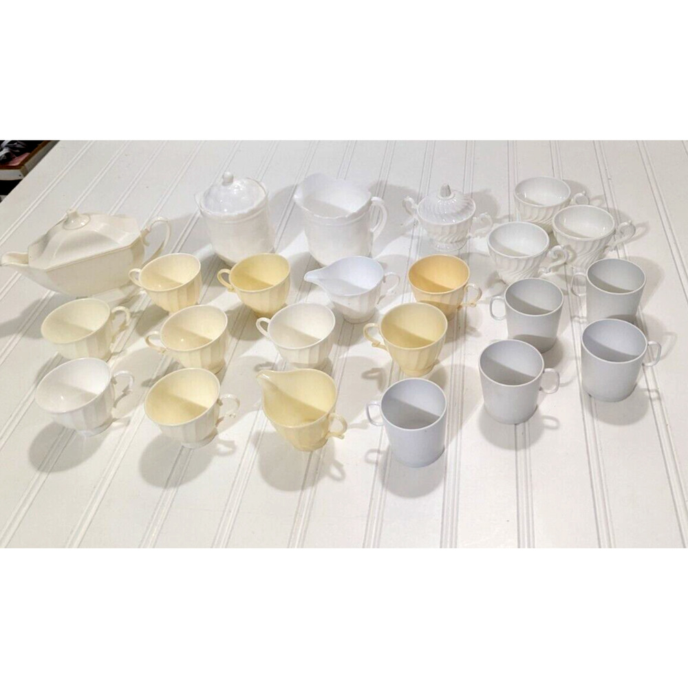 vintage HG toys 23 loose lot barbie play tea cup plastic crystal cup plates